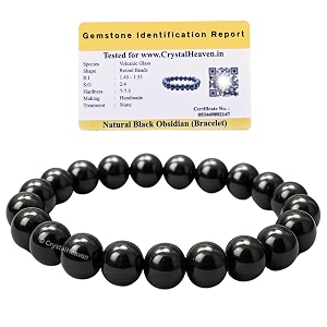 certified black obsidian bracelet for women men with healing crystal