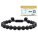Certified Lava Stone Bracelet for Women Men with Healing Crystal and Reiki Stone - Beautiful Gemstone Adjustable Beaded Bracelet for Balance, Harmony &amp; Positive Energy