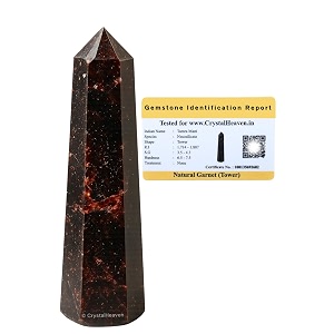 Crystal Heaven Certified Garnet Crystal Tower Obelisk