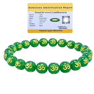 crystal heaven certified green agate om bracelet for women men with healing crystal and reiki stone - beautiful gemstone beaded bracelet for balance harmony amp positive energy