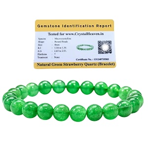 crystal heaven certified green strawberry quartz bracelet for women men with healing crystal and reiki stone - beautiful gemstone beaded bracelet for balance harmony amp positive energy