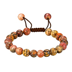 crystal heaven certified leopard jasper bracelet for women men with healing crystal and reiki stone - original authentic gemstone adjustable beaded bracelet for money wealth success amp positive energy