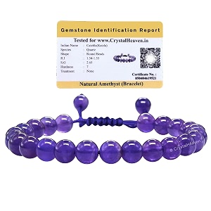 crystal heaven certified natural healing crystal bracelet for women men - aaa grade original healing gemstone adjustable bracelet for yoga reiki meditation feng shui amethyst