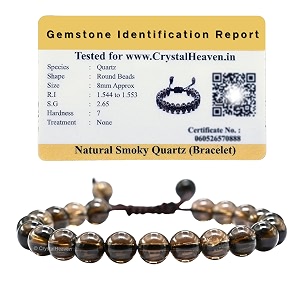 crystal heaven certified natural healing crystal bracelet for women men - aaa grade original healing gemstone adjustable bracelet for yoga reiki meditation feng shui smoky quartz