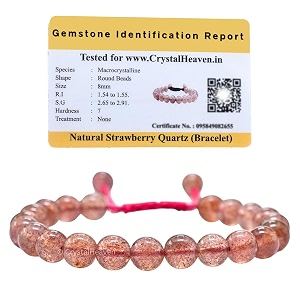 crystal heaven certified natural healing crystal bracelet for women men - aaa grade original healing gemstone adjustable bracelet for yoga reiki meditation feng shui strawberry quartz