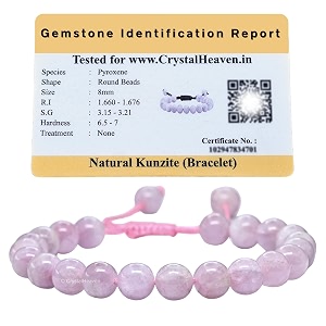 crystal heaven certified natural healing crystal bracelet for women men - aaa grade original healing gemstone adjustable bracelet for yoga reiki meditation feng shui pink kunzite
