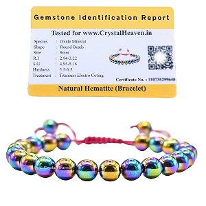 crystal heaven certified natural healing crystal bracelet for women men - aaa grade original healing gemstone adjustable bracelet for yoga reiki meditation feng shui mystic hematite