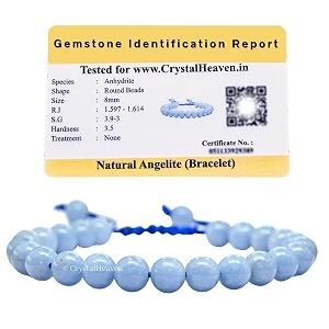 crystal heaven certified natural healing crystal bracelet for women men - aaa grade original healing gemstone adjustable bracelet for yoga reiki meditation feng shui angelite