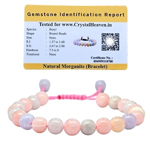 crystal heaven certified natural healing crystal bracelet for women men - aaa grade original healing gemstone adjustable bracelet for yoga reiki meditation feng shui morganite