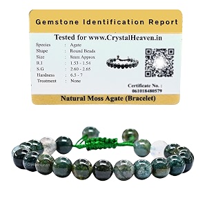 crystal heaven certified natural healing crystal bracelet for women men - aaa grade original healing gemstone adjustable bracelet for yoga reiki meditation feng shui moss agate