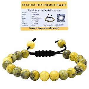 crystal heaven certified natural healing crystal bracelet for women men - aaa grade original healing gemstone adjustable bracelet for yoga reiki meditation feng shui serpentine