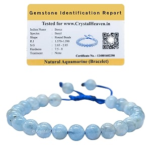 crystal heaven certified natural healing crystal bracelet for women men - aaa grade original healing gemstone adjustable bracelet for yoga reiki meditation feng shui aquamarine