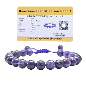 crystal heaven certified natural healing crystal bracelet for women men - aaa grade original healing gemstone adjustable bracelet for yoga reiki meditation feng shui lepidolite