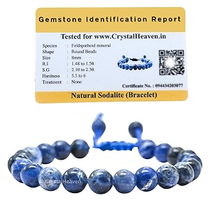 crystal heaven certified natural healing crystal bracelet for women men - aaa grade original healing gemstone adjustable bracelet for yoga reiki meditation feng shui sodalite