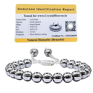 crystal heaven certified natural healing crystal bracelet for women men - aaa grade original healing gemstone adjustable bracelet for yoga reiki meditation feng shui silver hematite