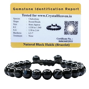 crystal heaven certified natural healing crystal bracelet for women men - aaa grade original healing gemstone adjustable bracelet for yoga reiki meditation feng shui black banded agatesulemani