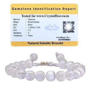 crystal heaven certified natural healing crystal bracelet for women men - aaa grade original healing gemstone adjustable bracelet for yoga reiki meditation feng shui selenite