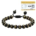 Crystal Heaven Certified Natural Healing Crystal Bracelet for Women Men - AAA Grade Original Healing Gemstone Adjustable Bracelet for Yoga Reiki Meditation Feng Shui (Black Agate Om Mani Padme Hum)