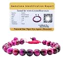 Crystal Heaven Certified Natural Healing Crystal Bracelet for Women Men - AAA Grade Original Healing Gemstone Adjustable Bracelet for Yoga Reiki Meditation Feng Shui (Pink Tiger Eye)