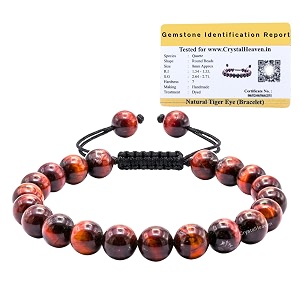 crystal heaven certified red tiger eye bracelet for women men with healing crystal and reiki stone - original authentic gemstone adjustable beaded bracelet for money wealth success amp positive energy
