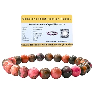 crystal heaven certified rhodonite with black matrix bracelet for women men with healing and reiki stone-beautiful gemstone beaded bracelet for balanceharmonyamppositive energy