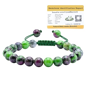 crystal heaven certified ruby zoisite bracelet for women men with healing crystal and reiki stone - original authentic gemstone adjustable beaded bracelet for money wealth success amp positive energy