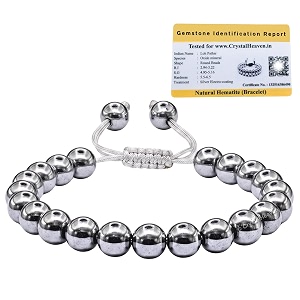 crystal heaven certified silver hematite bracelet for women men with healing crystal and reiki stone - beautiful gemstone adjustable beaded bracelet for balance harmony amp positive energy