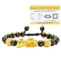 Certified Feng Shui Black Obsidian Bracelet for Women Men with Healing Crystal and Reiki Stone - Beautiful Gemstone Adjustable Beaded Bracelet for Balance, Harmony &amp; Positive Energy