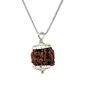 crystal heaven ganesha rudraksha original pendant necklace for women men  certified rudraksha with velvet pouch silver color