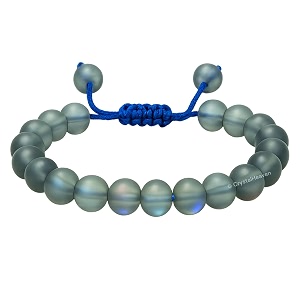 crystal heaven grey glowing mermaid glass bracelet for women men iridescent bracelet - beautiful shiny glass beads bracelet adjustable beaded bracelet for positive energy