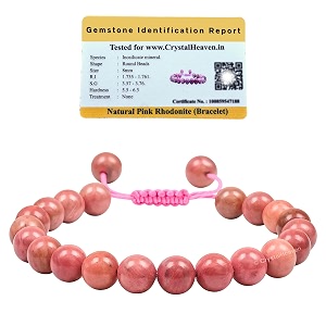 crystal heaven pink rhodonite bracelet for women men with healing crystal and reiki stone - beautiful gemstone adjustable beaded bracelet for balance harmony amp positive energy