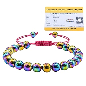 crystal heaven rainbow hematite bracelet for women men with healing crystal and reiki stone - beautiful gemstone adjustable beaded bracelet for balance harmony amp positive energy