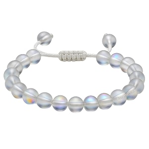 crystal heaven rainbow white glowing mermaid glass bracelet for women men iridescent bracelet - beautiful shiny glass beads bracelet adjustable beaded bracelet for positive energy