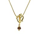 Crystal Heaven Rudraksha Original 14 Mukhi Pendant Necklace for Women Men | Certified Rudraksha with Velvet Pouch (Gold)