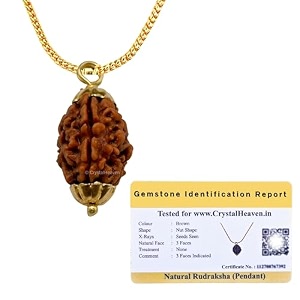 crystal heaven rudraksha original 3 mukhi pendant necklace for women men