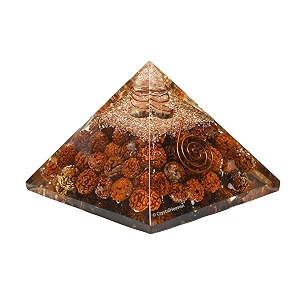 Crystal Heaven Rudraksha Pyramid With Coil-Orgone Pyramid