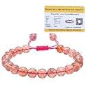 Crystal Heaven Strawberry Quartz Bracelet for Women Men with Healing Crystal and Reiki Stone - Beautiful Gemstone Adjustable Beaded Bracelet for Balance, Harmony &amp; Positive Energy