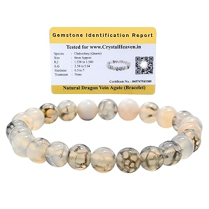 crystal heaven unisex certified dragon vein agate bracelet with healing and reiki stone - beautiful gemstone beaded bracelet for balance harmony amp positive energy