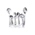 Crystal La Milano Stainless Steel Cutlery Set - 27 Pcs (Tea Spoons - 6, Baby Spoons - 6, Dessert Spoons - 6, Dessert Fork - 6, Serving Spoon -2, Stand - 1), 100% Food Grade, Non Toxic, Anti Rust