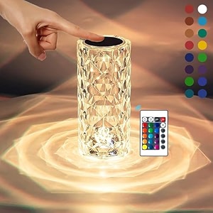 tekcool crystal lamp 16 color changing rose diamond table lamp usb rechargeable touch night lamp with remote control for bedroom living room party decor multicolor pack of 1 led