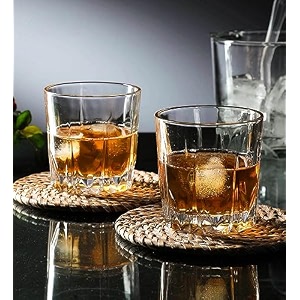 premium big whiskey glasses set of 2 pcs- 300 ml modern ideal transparent bar glass for drinking bourbon whisky scotch cocktails wine water - old fashioned cocktail tumblers perfect for entertaining and enhancing your drinking experience
