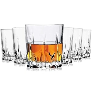 premium big whiskey glasses set of 6 pcs- 300 ml modern ideal transparent bar glass for drinking bourbon whisky scotch cocktails wine water - old fashioned cocktail tumblers perfect for entertaining and enhancing your drinking experience