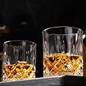 Premium Big Whisky Glasses Set of 2 pcs 300 ml Aesthetic Crystal Glasses Modern Ideal Transparent Bar Glass for Drinking Bourbon, Whisky, Scotch, Cocktails, Wine, Water, - Old Fashioned Cocktail Tumblers Perfect for Entertain