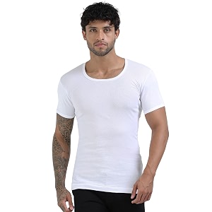 Crystal Mens Cotton Rib Half Sleeve Vest