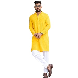 Mens Floral Embroidered Cotton Rich Traditional and
