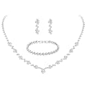 Crystal Wedding Jewelry Set, Necklace Earrings, for Accessories