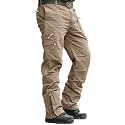 CRYSULLY Mens Tactical Cargo Pants Ripstop Cotton Military Hiking Work