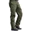 CRYSULLY Mens Tactical Cargo Pants Ripstop Cotton Military Hiking Work