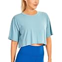 CRZ YOGA Pima Cotton High Neck Crop T-Shirt