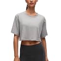 CRZ YOGA Pima Cotton High Neck Crop T-Shirt